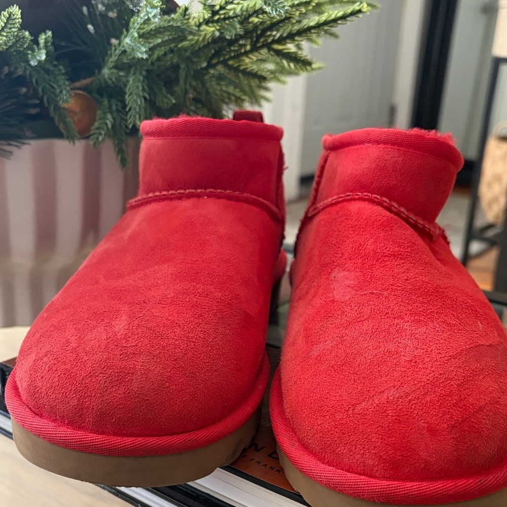 UGG Red Fleece-Lined Boots